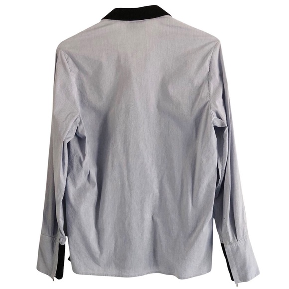 3-1 Phillip Lim Womens Button Down Blouse Blue White Striped Zipper Cuff Size 4 - Picture 3 of 9